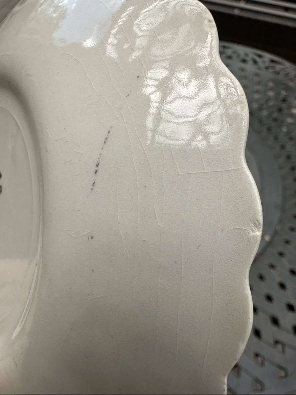 Franklin Ivory Scalloped Edge Dessert Plates White with 22K Pink Floral Accent